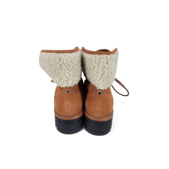 Marc Fisher Isalia Sherpa Lined Suede‎ Ankle Boots 7.5 Tan Hiker Style - Picture 3 of 6